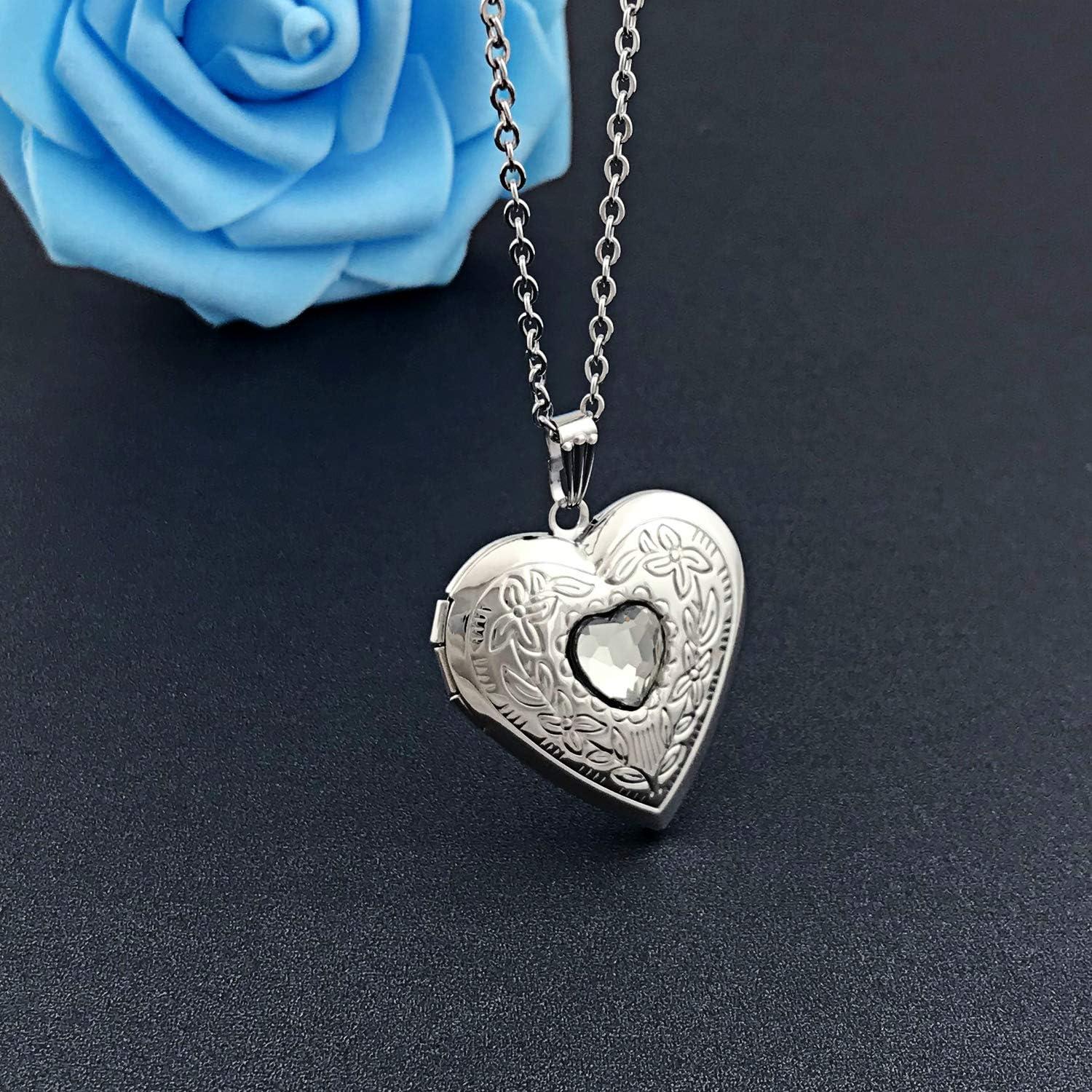Collar Locket de Piedra de Nacimiento Hutou - Corazón 2.21cm