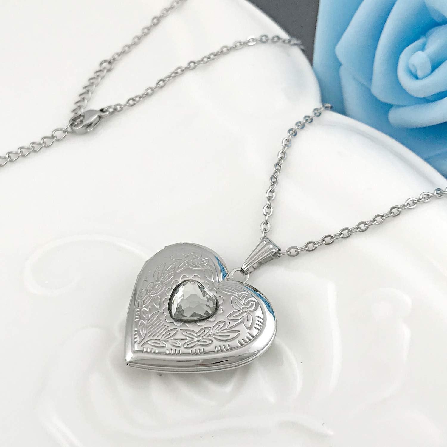 Collar Locket de Piedra de Nacimiento Hutou - Corazón 2.21cm