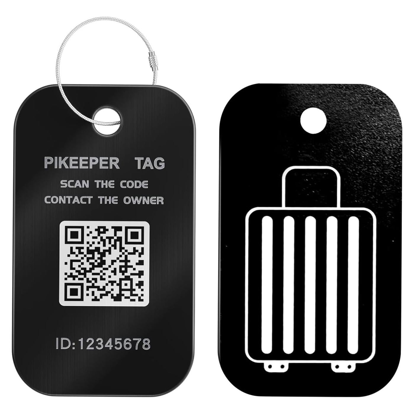 Etiqueta de Equipaje Inteligente PIKEEPER - Aluminio Negro 8x4 cm