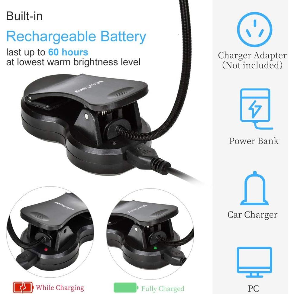 Luz de Lectura LED Recargable Merisky - 3 Colores y 3 Brillos