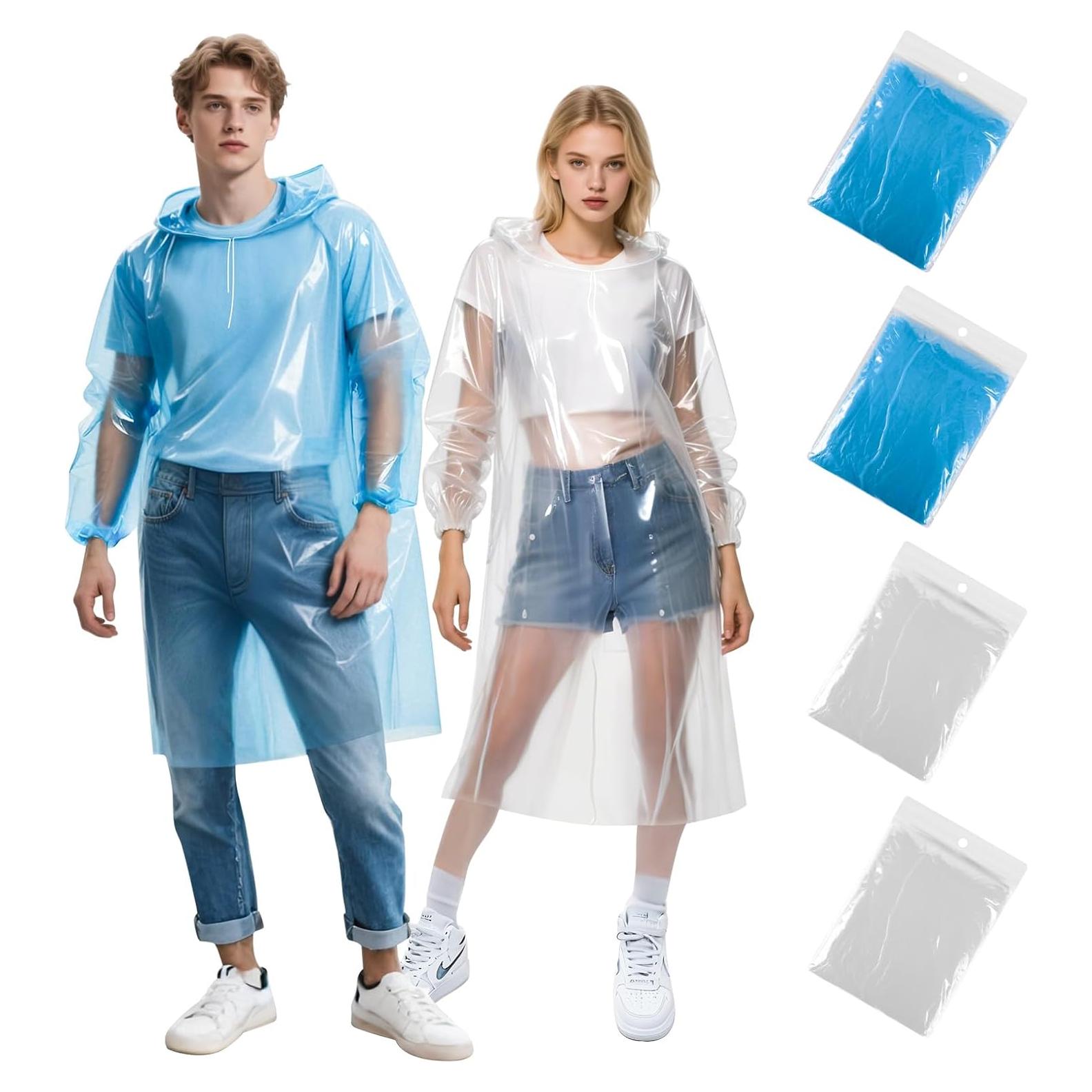 Paquete de 4 Ponchos de Lluvia Desechables GAOHUI Adultos