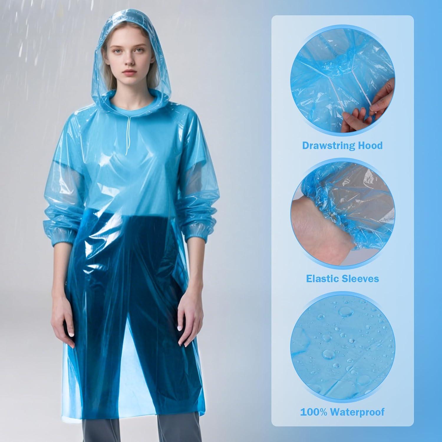 Paquete de 4 Ponchos de Lluvia Desechables GAOHUI Adultos