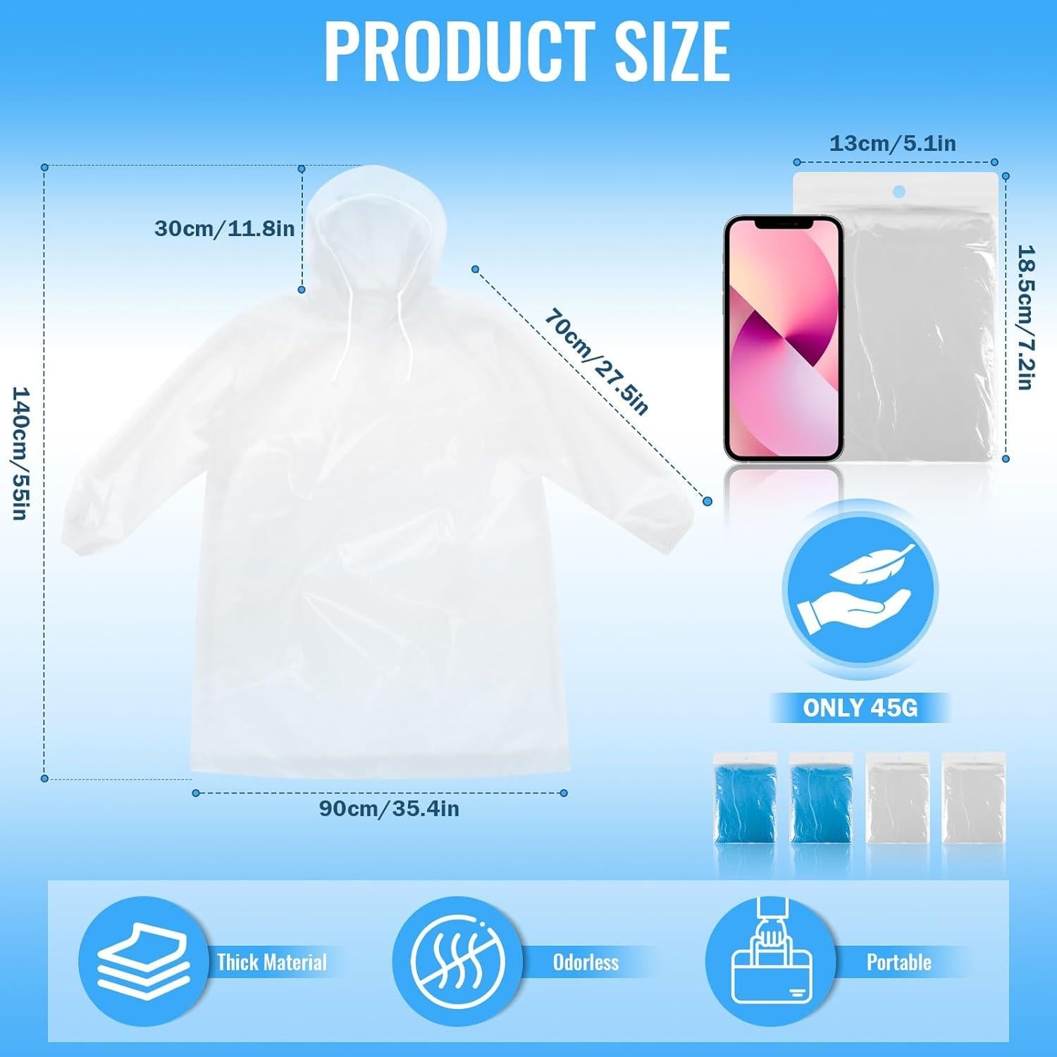 Paquete de 4 Ponchos de Lluvia Desechables GAOHUI Adultos