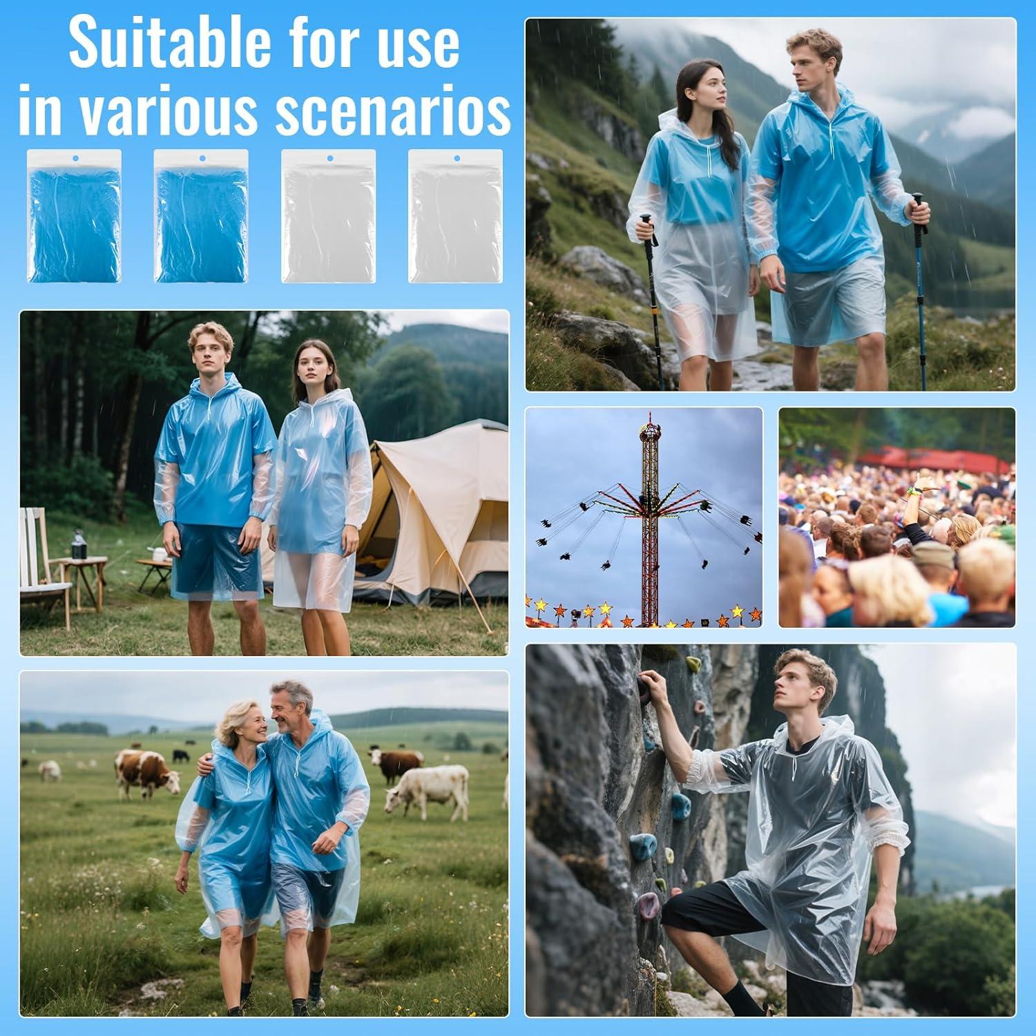Paquete de 4 Ponchos de Lluvia Desechables GAOHUI Adultos