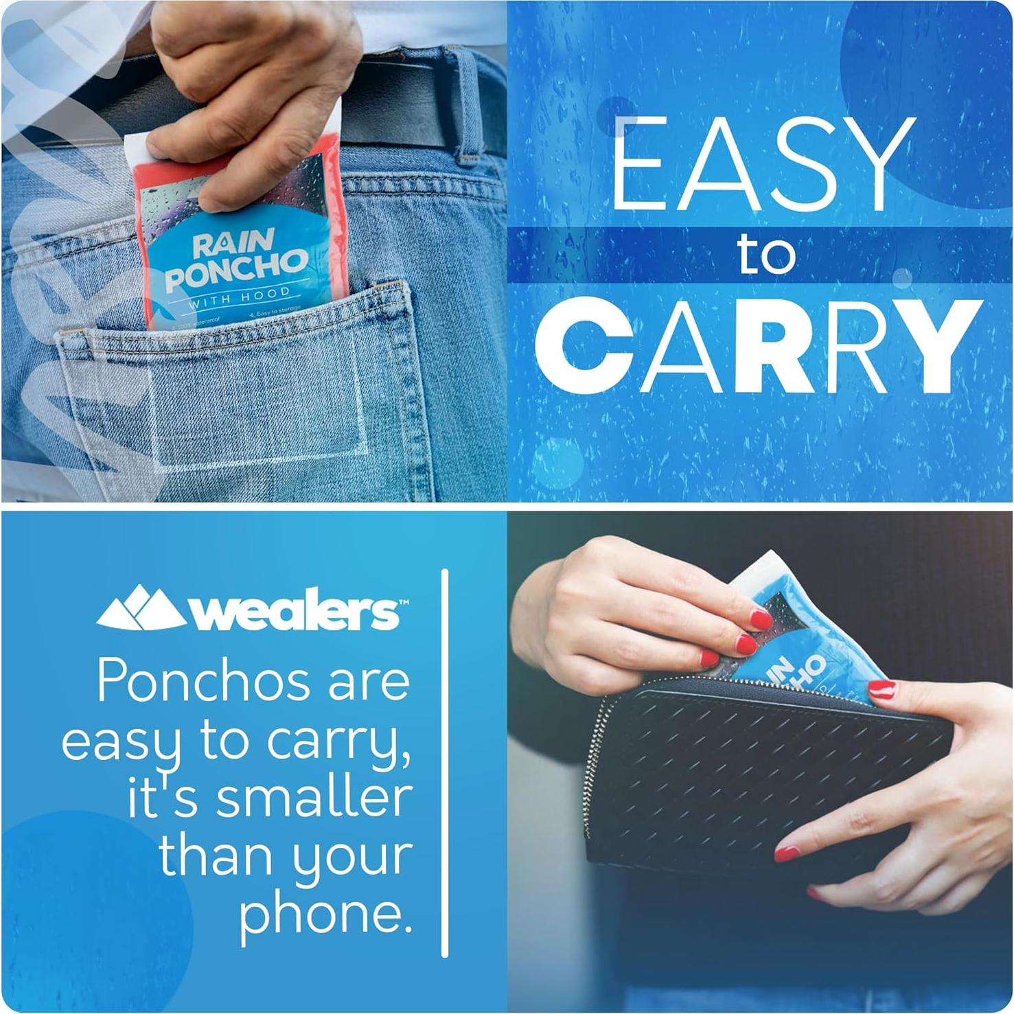 Ponchos de Lluvia Wealers para Adultos - Paquete de 10 Multicolores