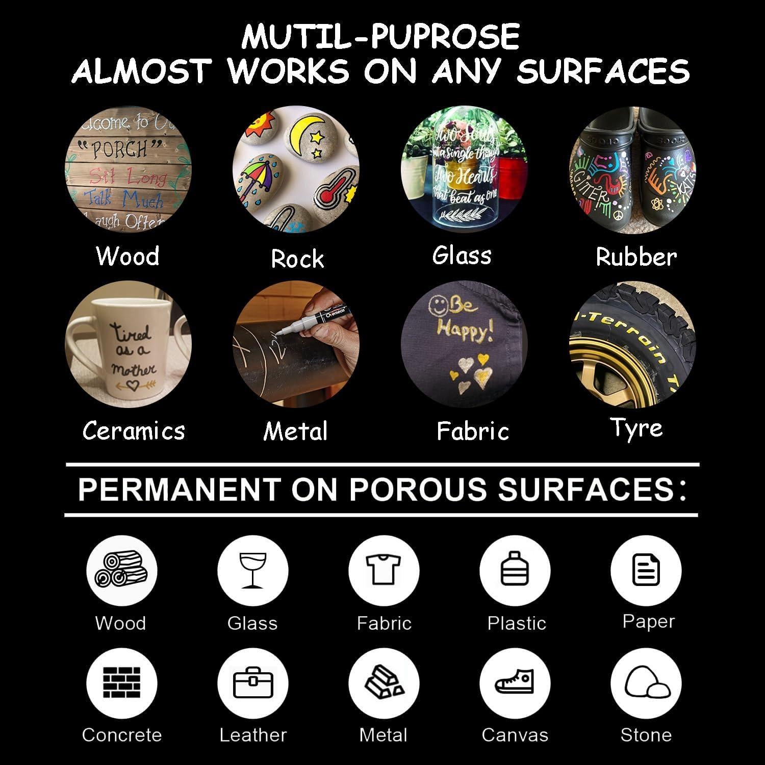 Marcadores de Pintura Acrílica Negra Overseas 0.7mm Punta Fina