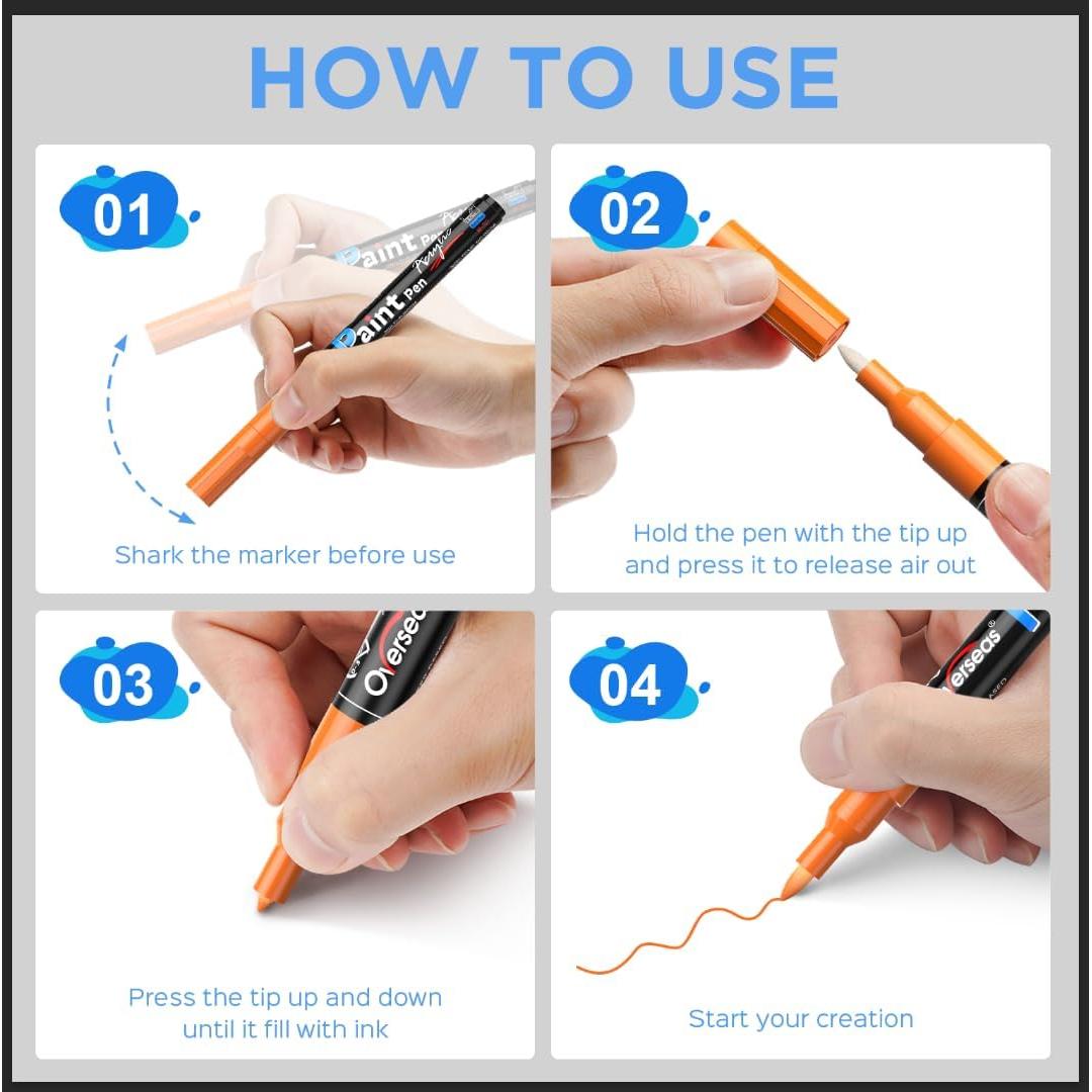 Marcadores de Pintura Acrílica Negra Overseas 0.7mm Punta Fina