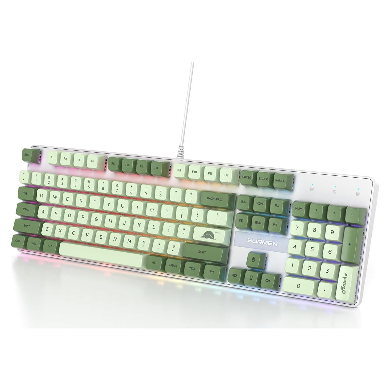 Teclado Mecánico Fogruaden 104 Teclas RGB Verde Matcha