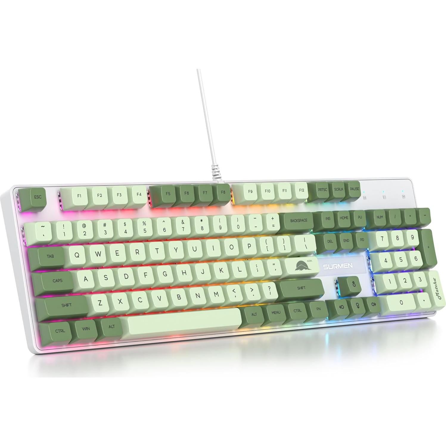Teclado Mecánico Fogruaden 104 Teclas RGB Verde Matcha