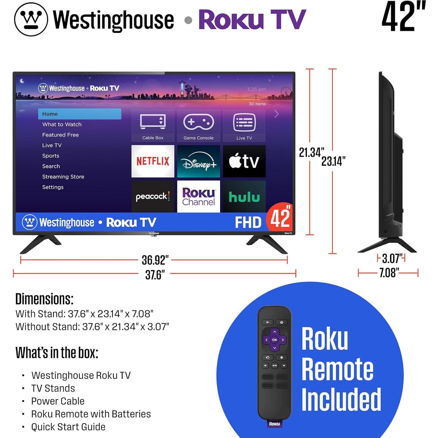 Televisor Westinghouse 42" LED Full HD Roku 1080P Wi-Fi