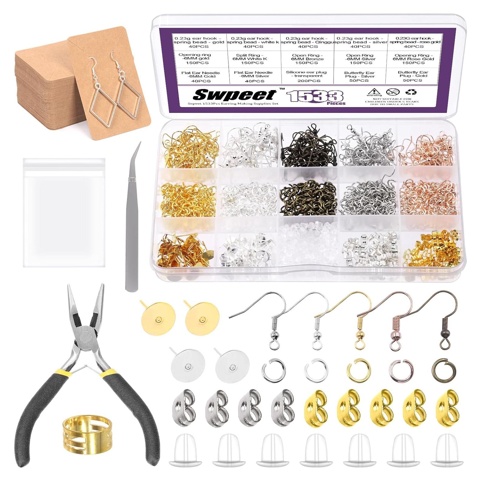 Kit de Fabricación de Pendientes Swpeet 1533 Piezas