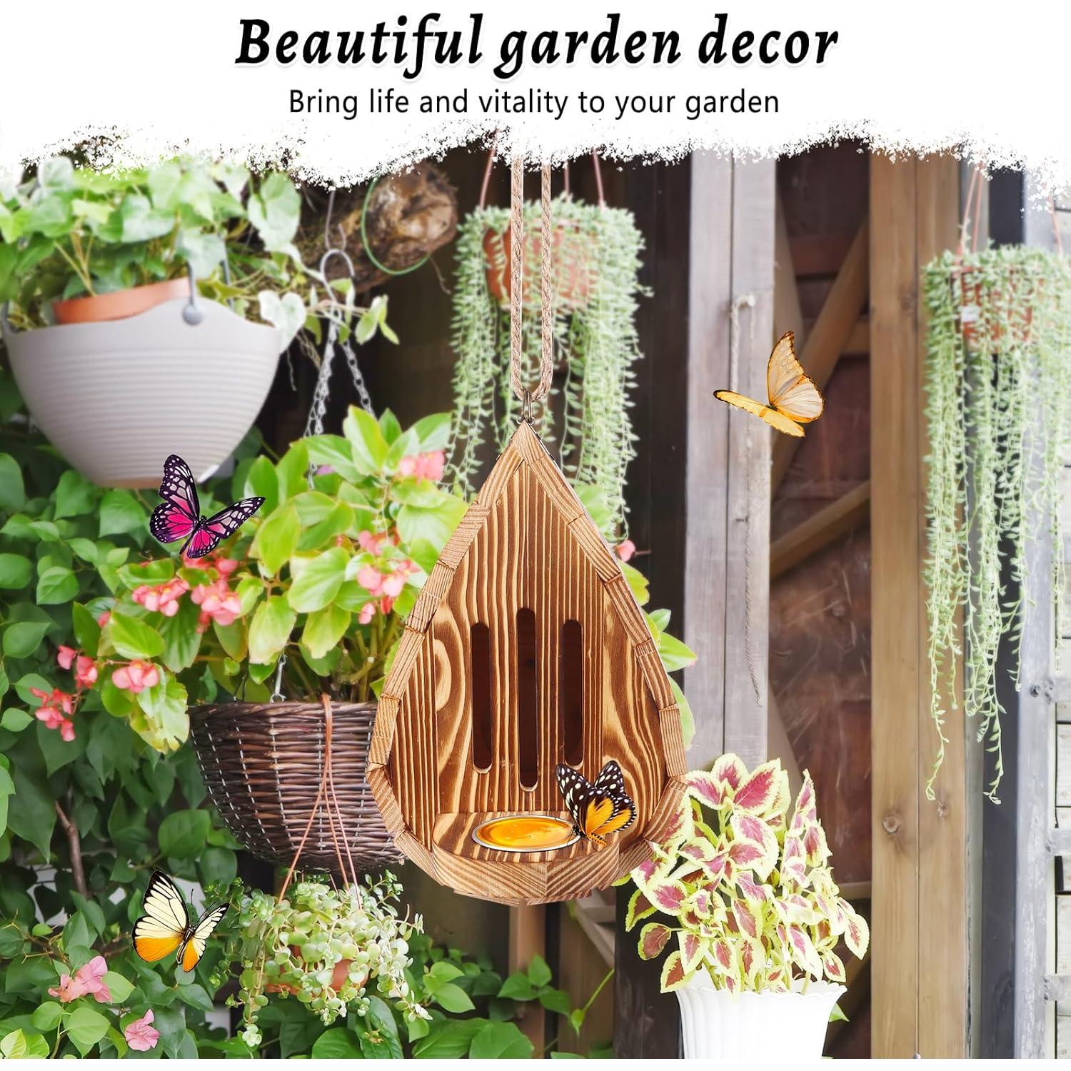 Casa y Comedero para Mariposas de Madera Natural Phoncoo