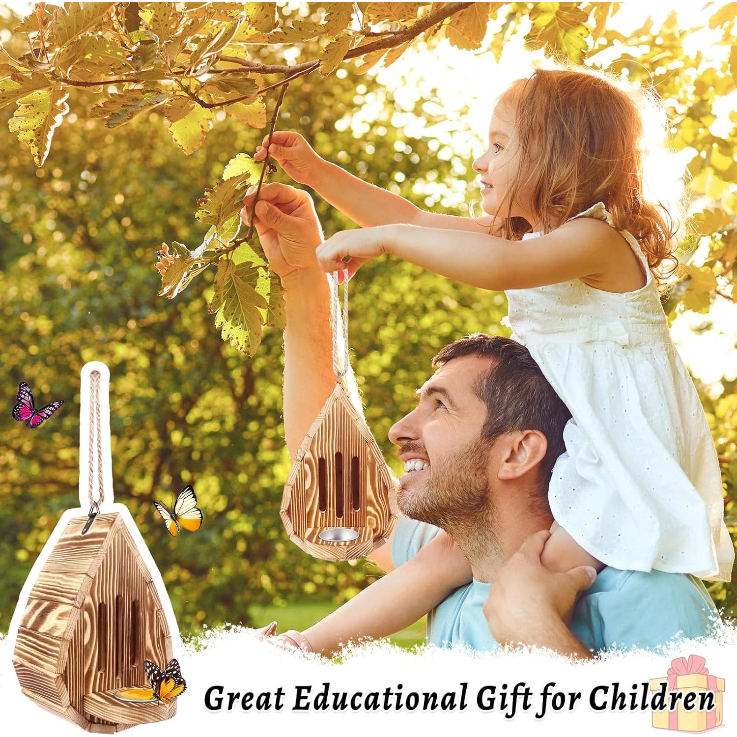 Casa y Comedero para Mariposas de Madera Natural Phoncoo