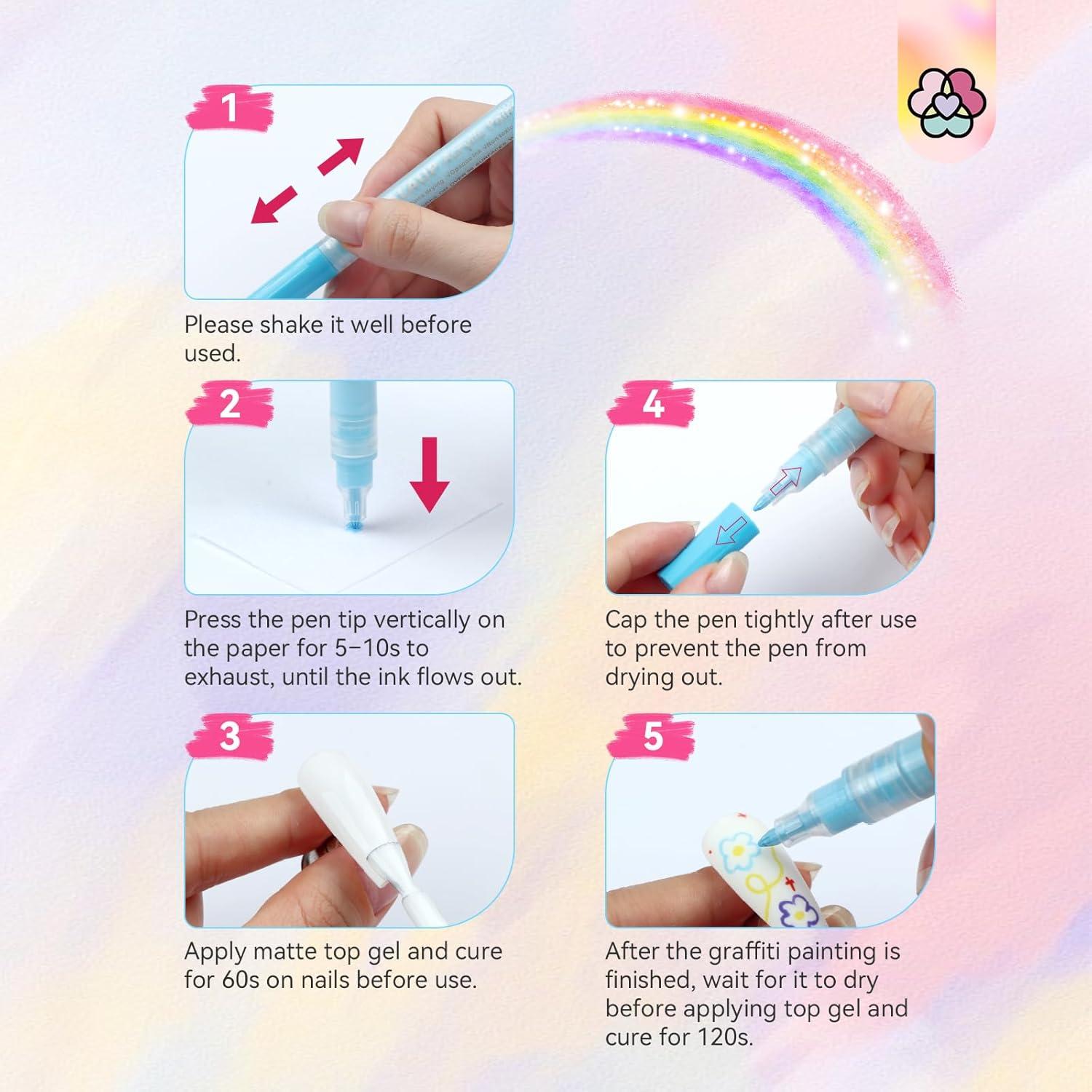 Set de 12 Lápices para Arte de Uñas Saviland - Colores Vibrantes