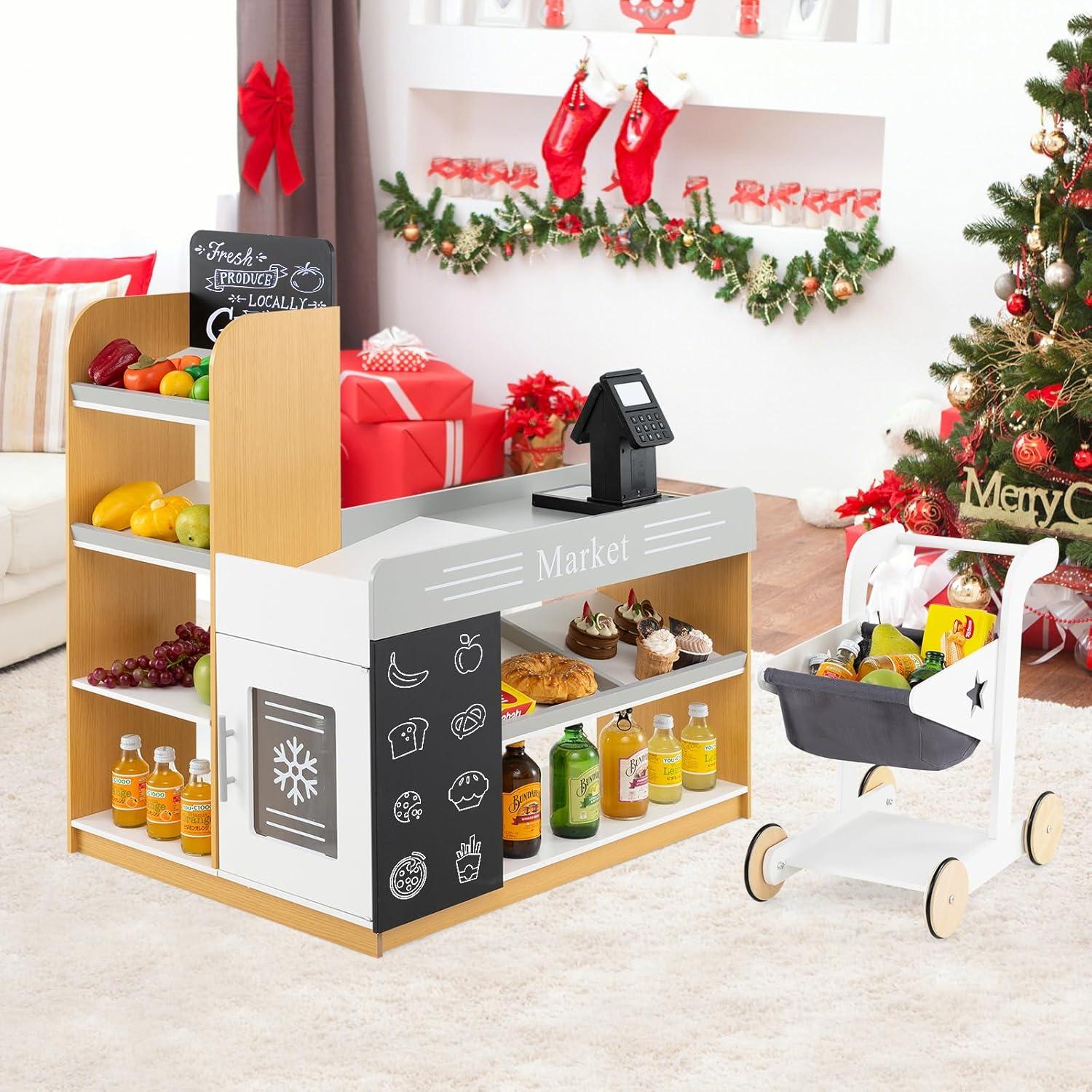 Juego de Tienda de Abarrotes HONEY JOY Madera con Carrito