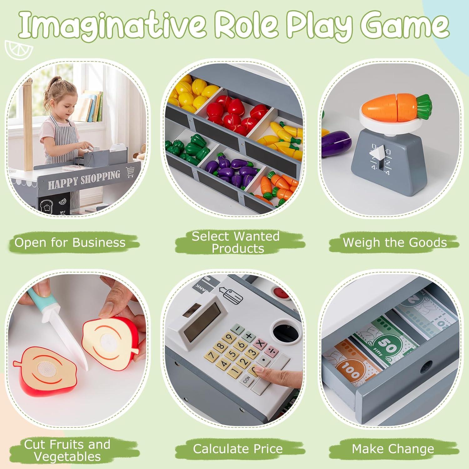 Juego de Tienda de Abarrotes HONEY JOY con Carrito y Accesorios