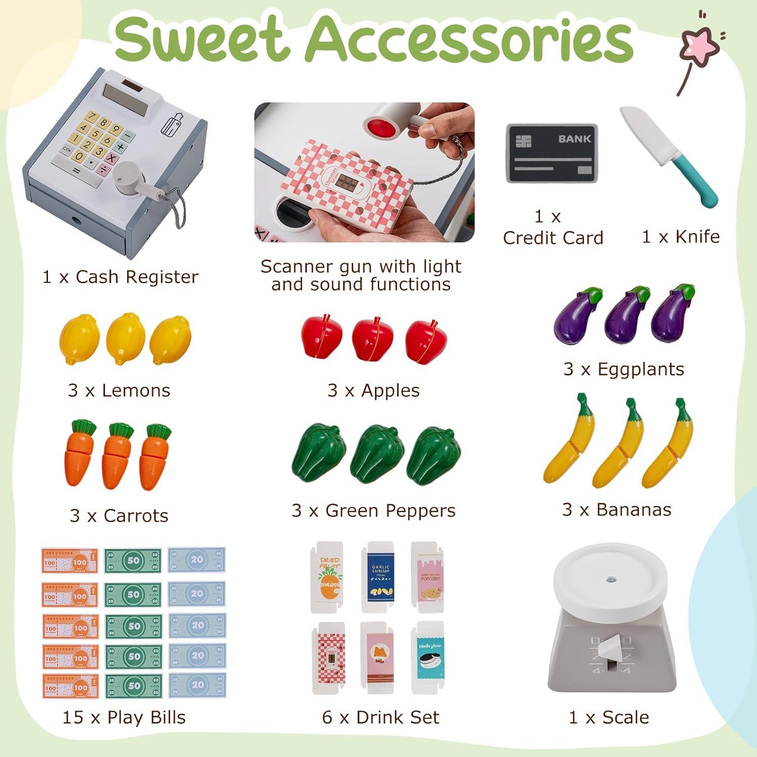 Juego de Tienda de Abarrotes HONEY JOY con Carrito y Accesorios