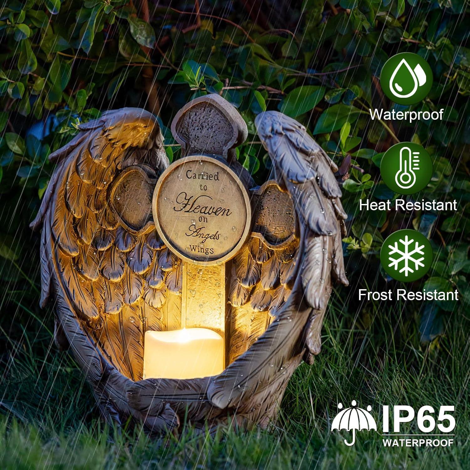 Luces de Jardín Solar Candieslife Alas de Ángel 30.48 cm