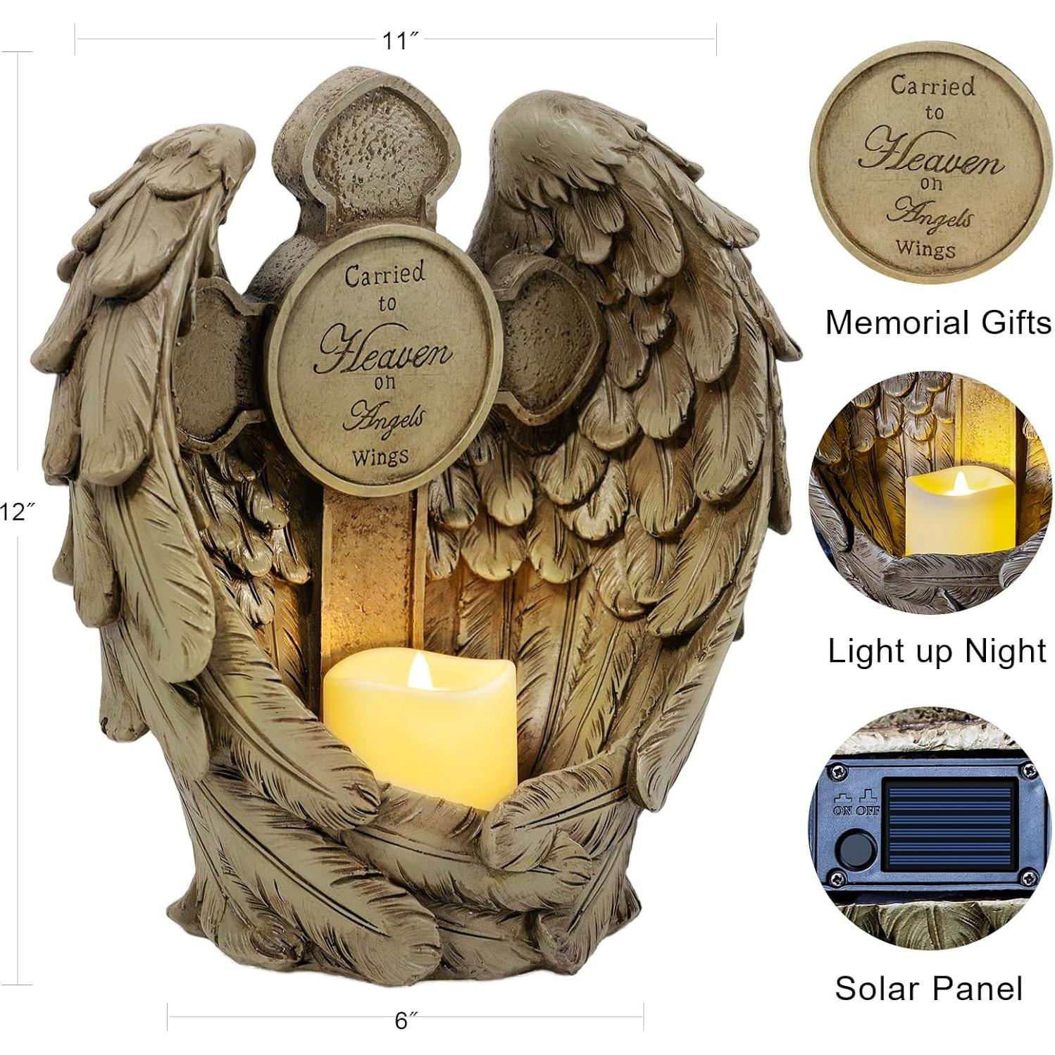 Luces de Jardín Solar Candieslife Alas de Ángel 30.48 cm