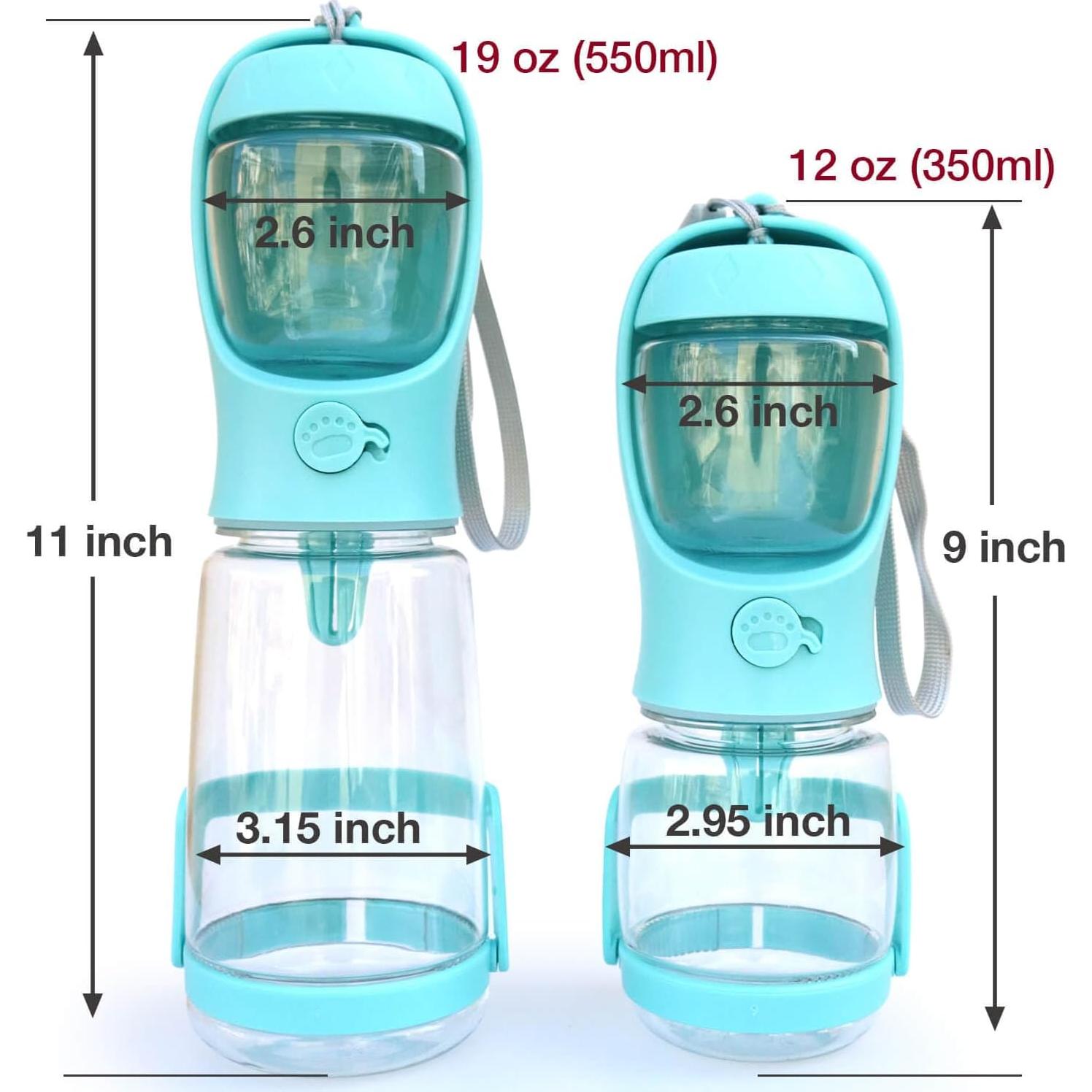 Botella de Agua para Perros Frxat 12oz (350ml) Azul con Snack