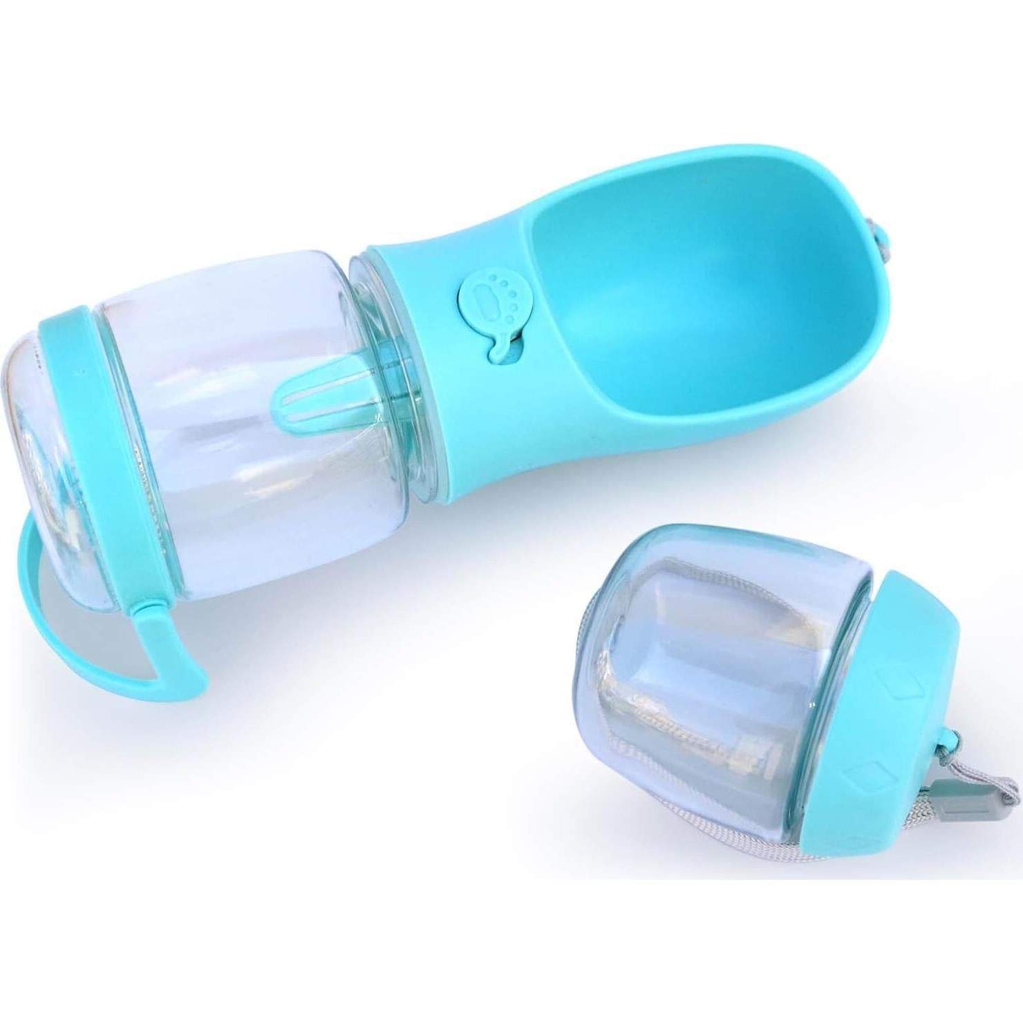 Botella de Agua para Perros Frxat 12oz (350ml) Azul con Snack