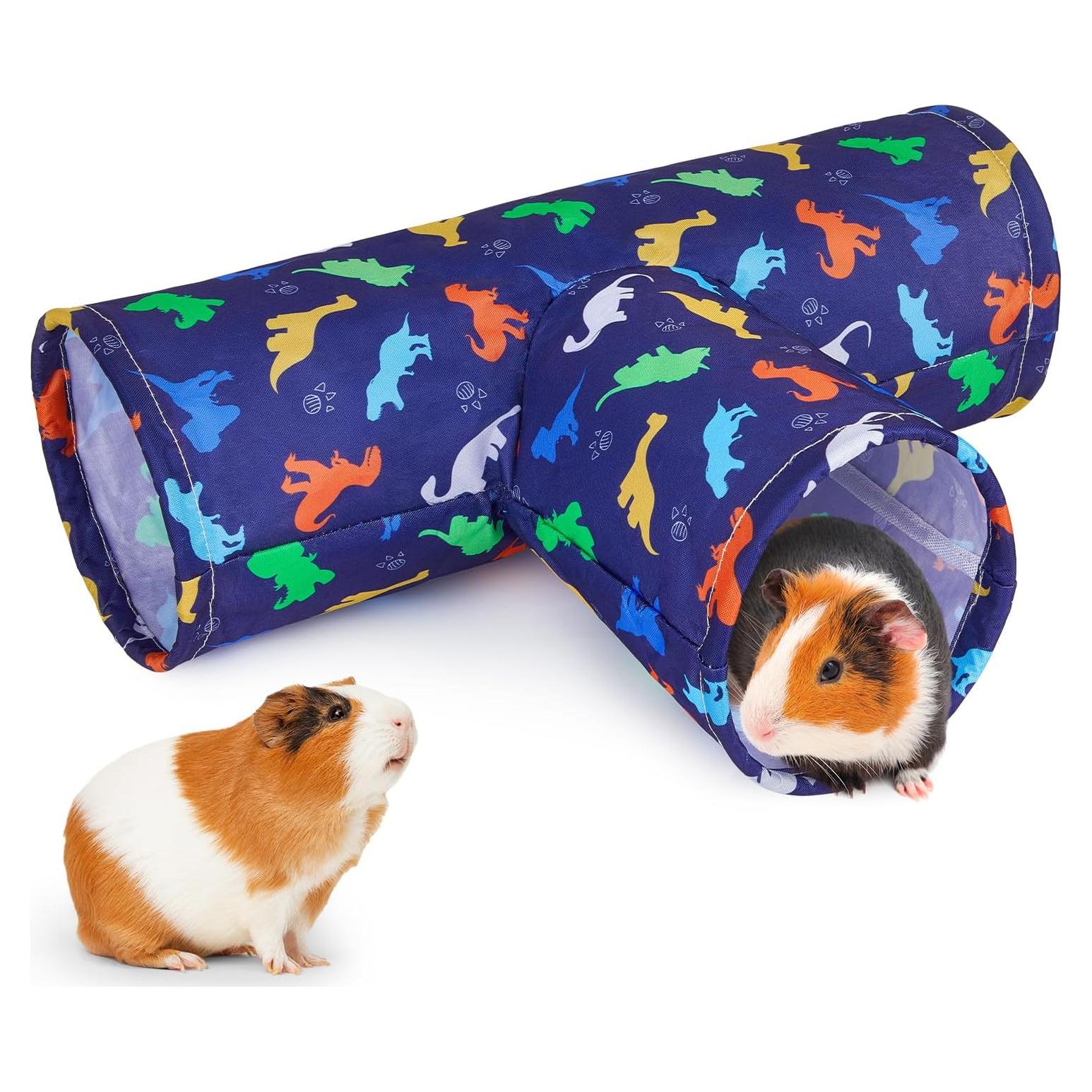 Túnel Lavable 3 Vías Bienbee para Cobayas y Conejos - Azul Dinosaurios