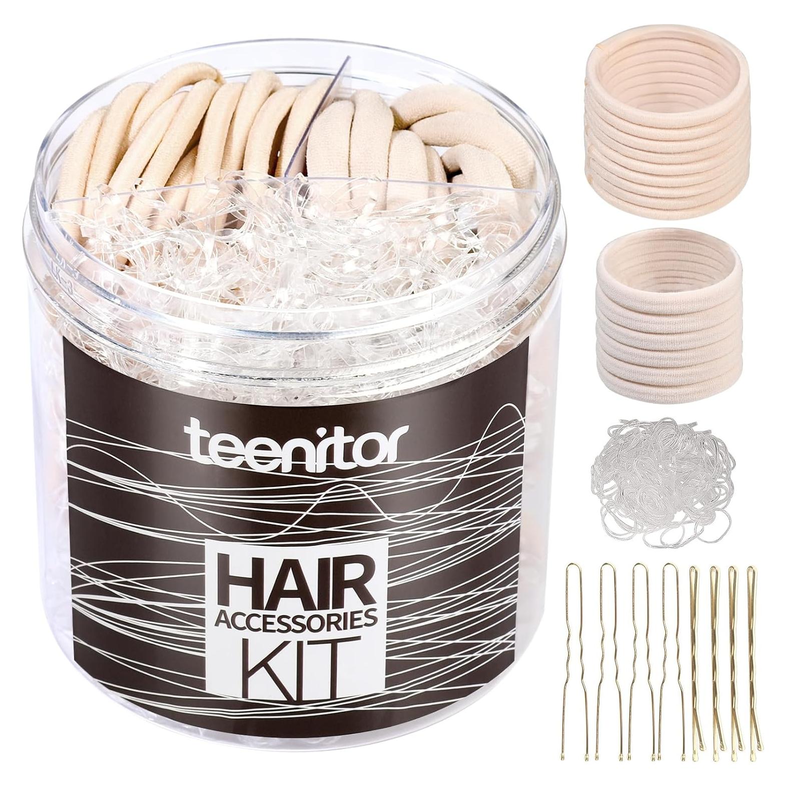 Kit de Accesorios para el Cabello Teenitor 600 Piezas Beige
