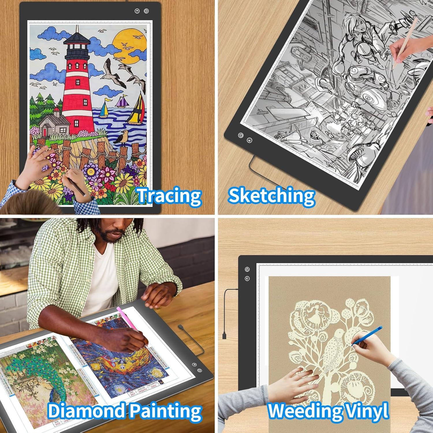 Tablero de Luz LED A1 TOHETO Recargable 90x60cm 3 Colores