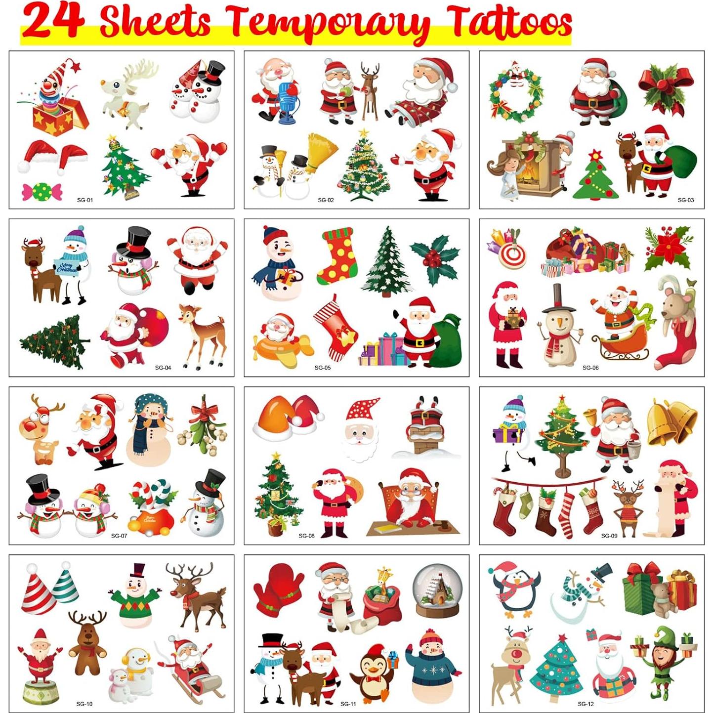 Tatuajes Temporales de Navidad Apeso - 24 Hojas para Niños