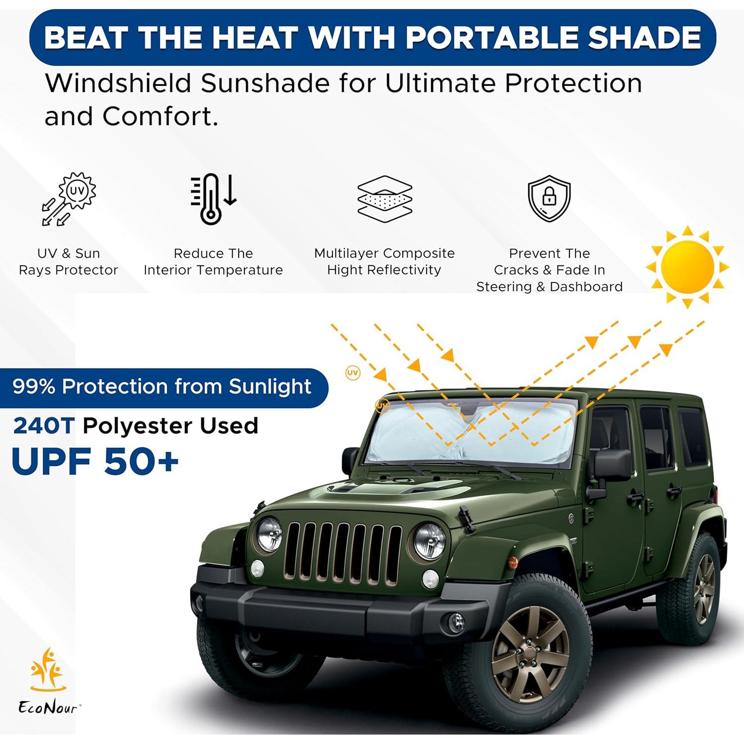 Parasol de Parabrisas EcoNour para Jeep Wrangler X-Pequeño