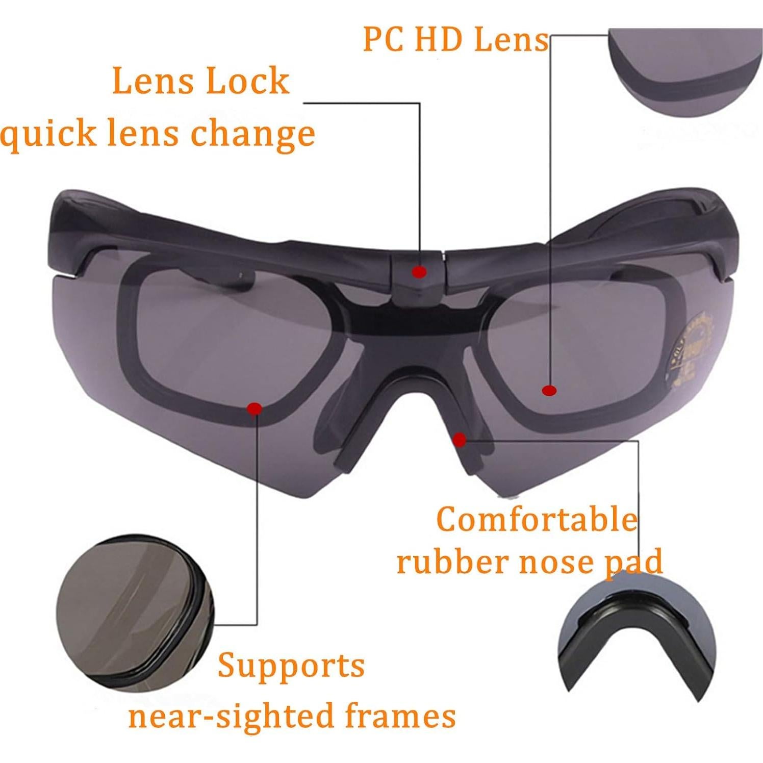 Gafas Tácticas Antivaho CAJOAUIS con 3 Lentes Intercambiables