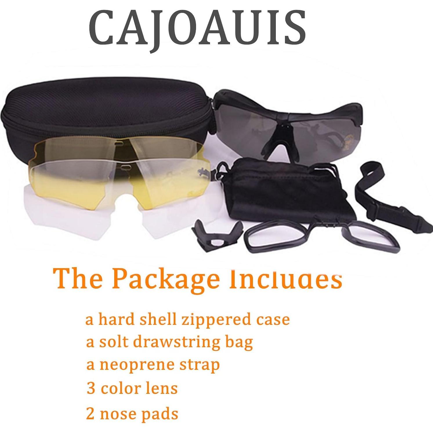 Gafas Tácticas Antivaho CAJOAUIS con 3 Lentes Intercambiables