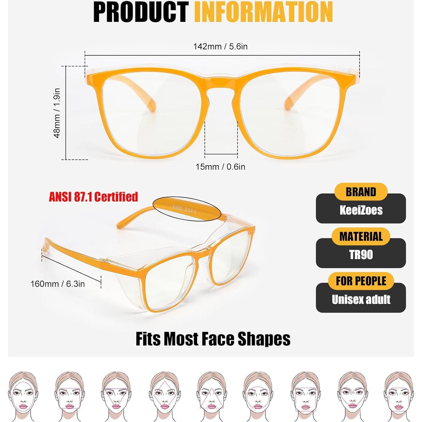 Gafas de Seguridad Antivaho KeeiZoes - Paquete de 4, UV400