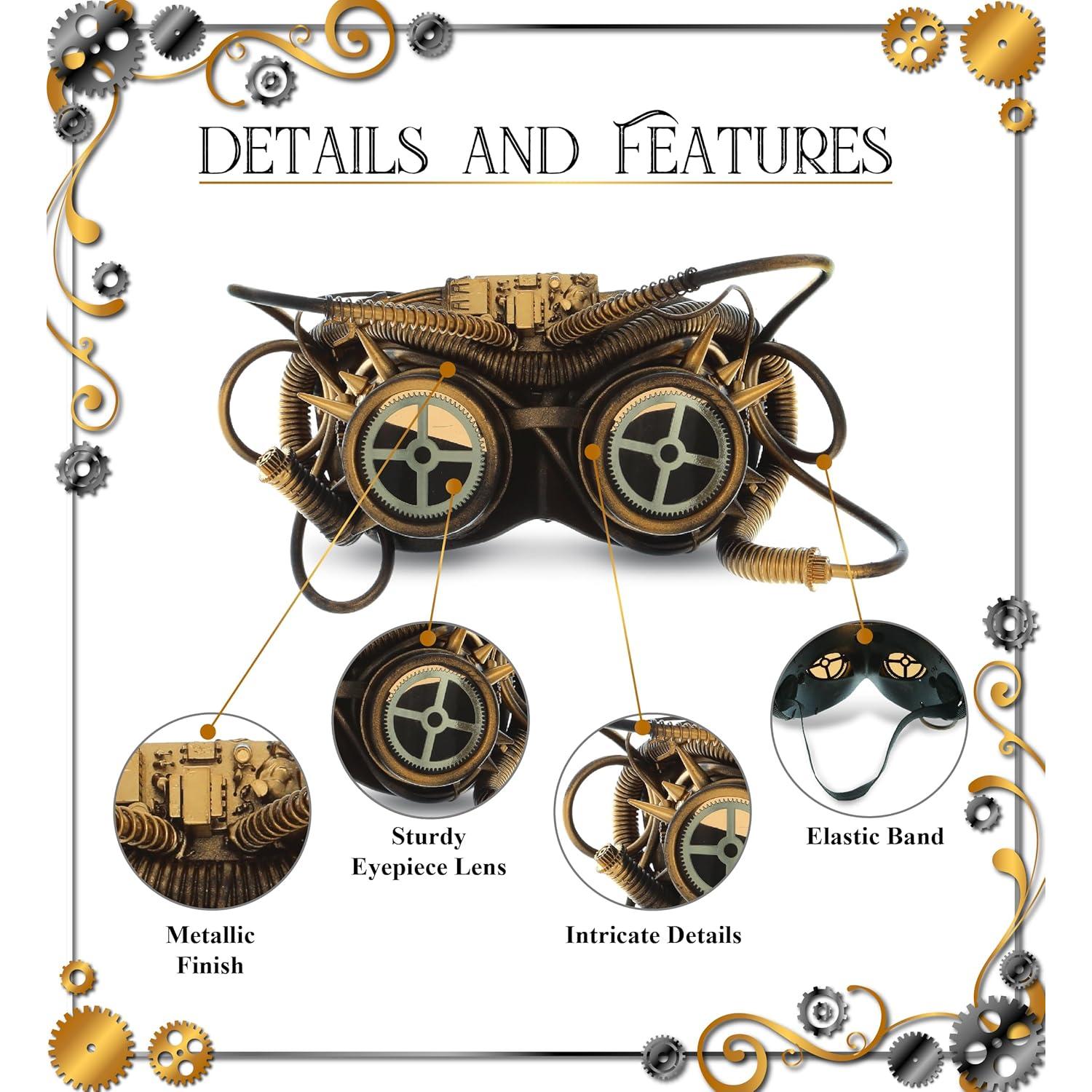 Gafas Steampunk Doradas Attitude Studio para Disfraz