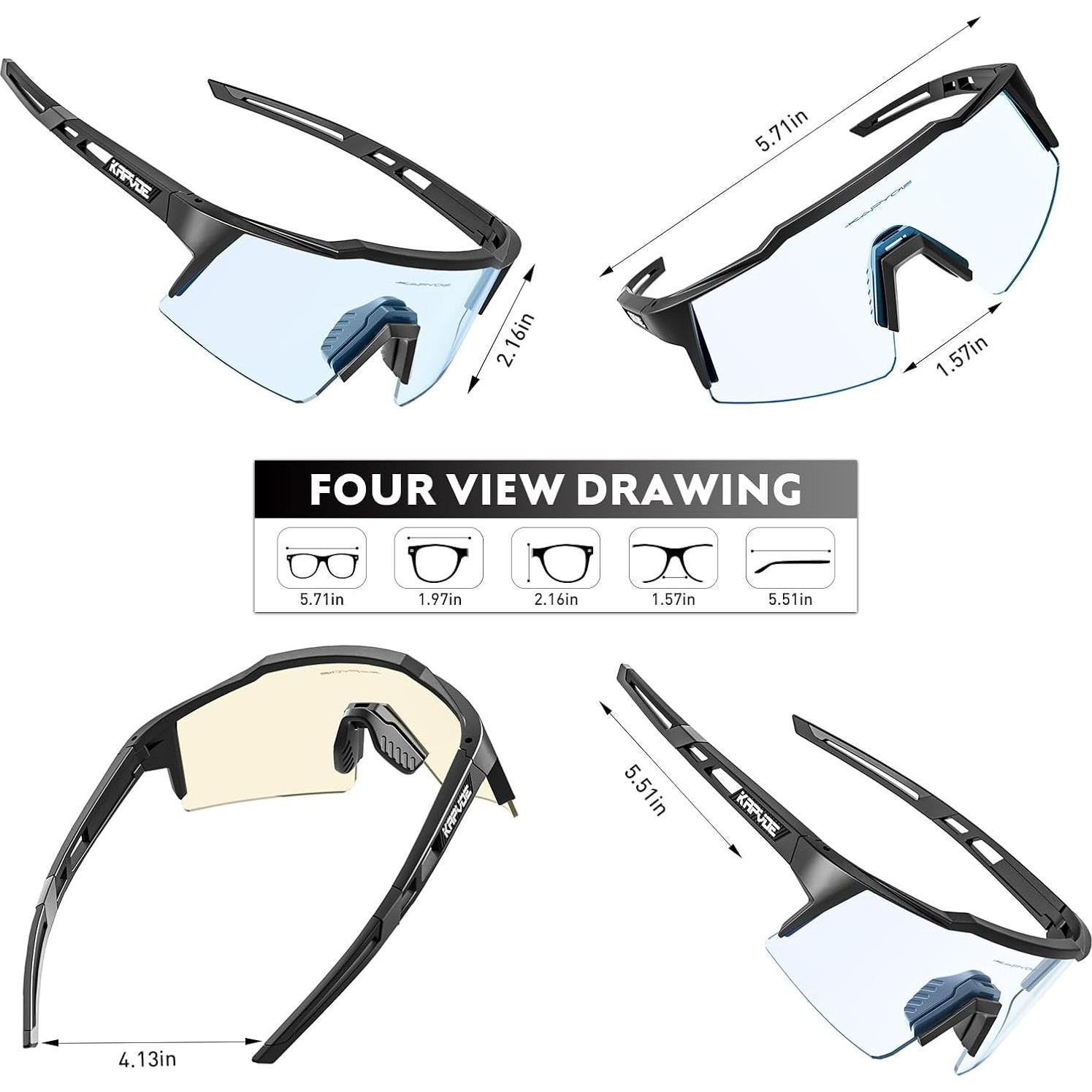 Gafas de Ciclismo Fotoquímicas KAPVOE UV400 para Deportes