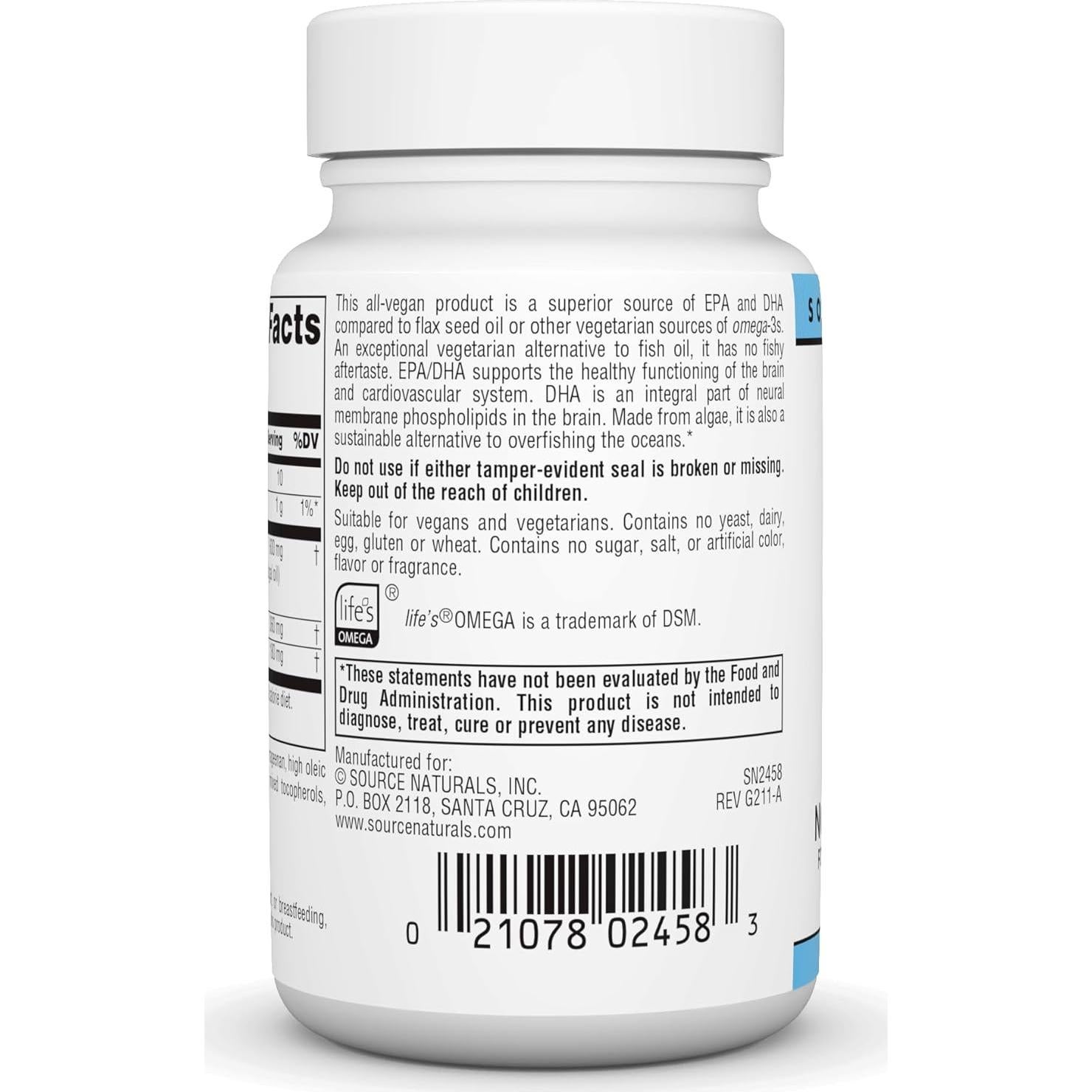 Omega-3s Veganos Source Naturals 300 mg - 30 Gelatinas Blandas