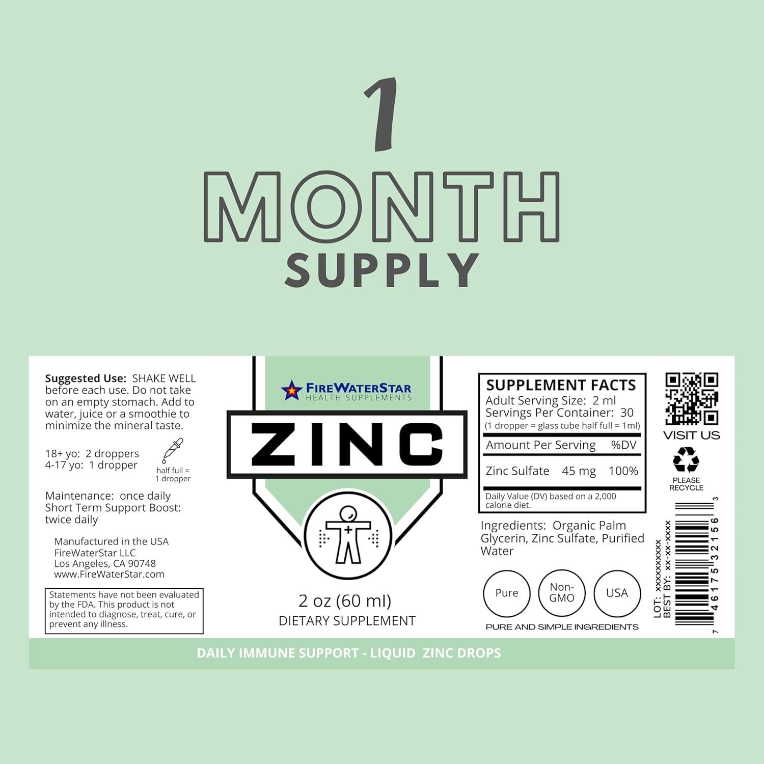Suplemento Líquido de Zinc FWS 60 ml - Orgánico Vegano