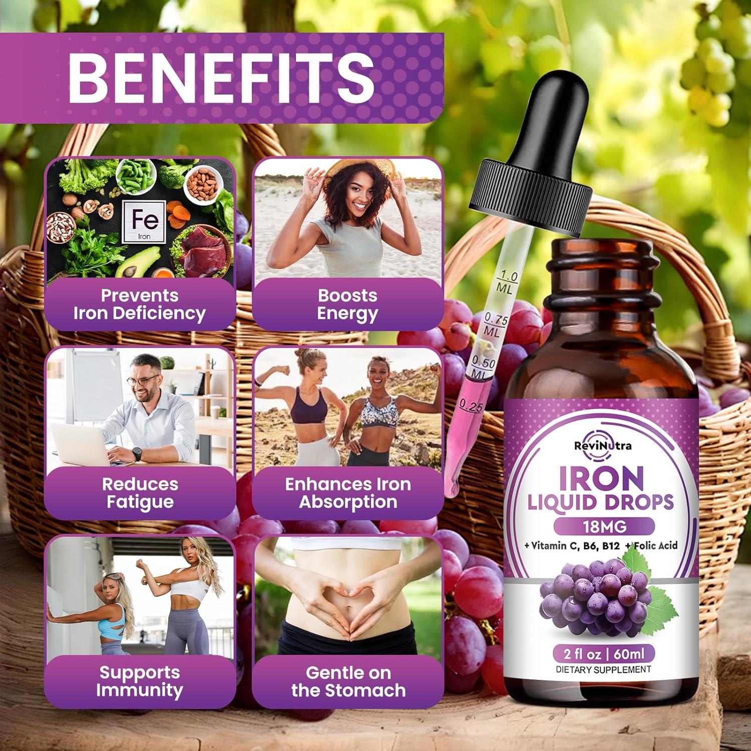 Suplemento de Hierro Líquido ReviNutra 59.15 ml - Sabor Uva