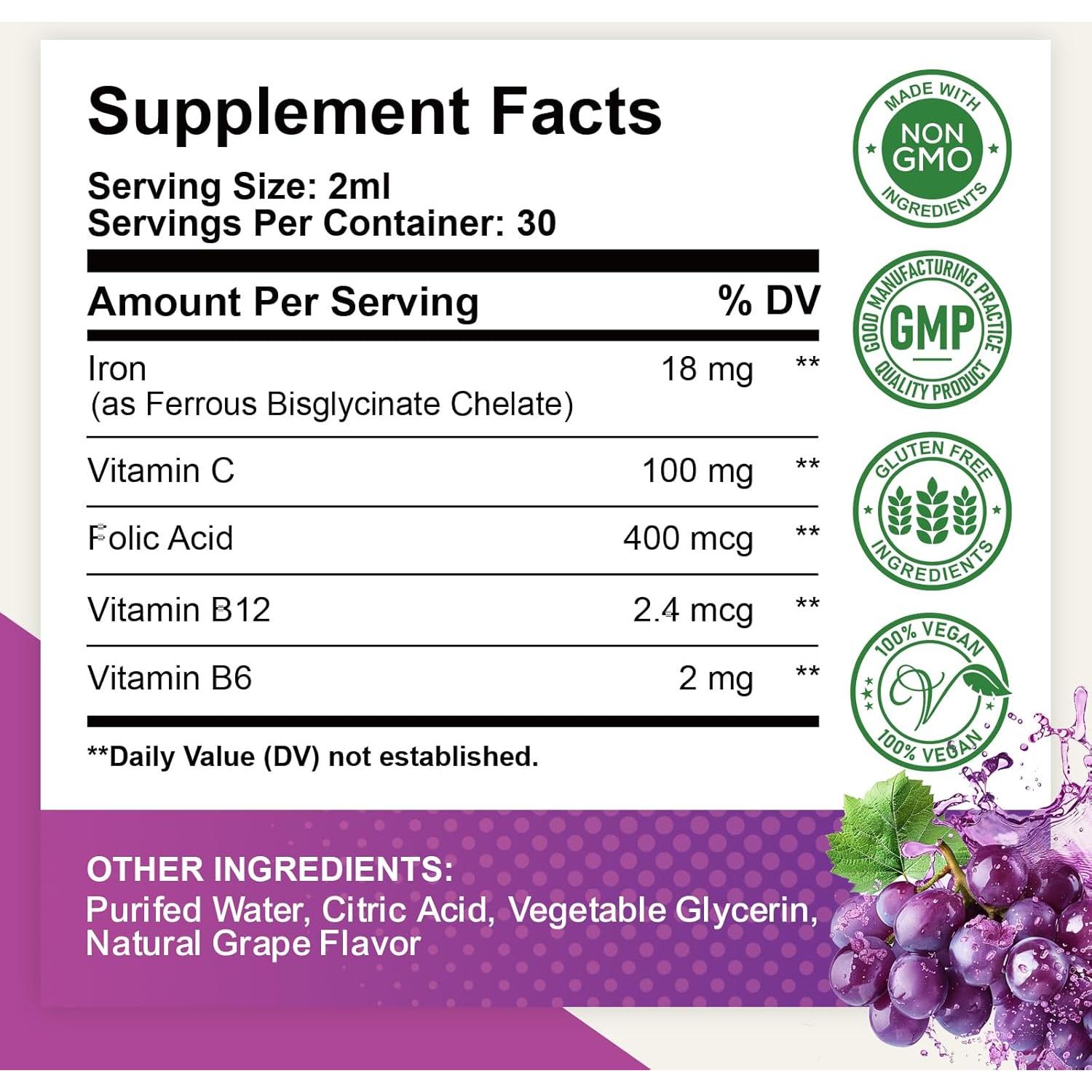 Suplemento de Hierro Líquido ReviNutra 59.15 ml - Sabor Uva