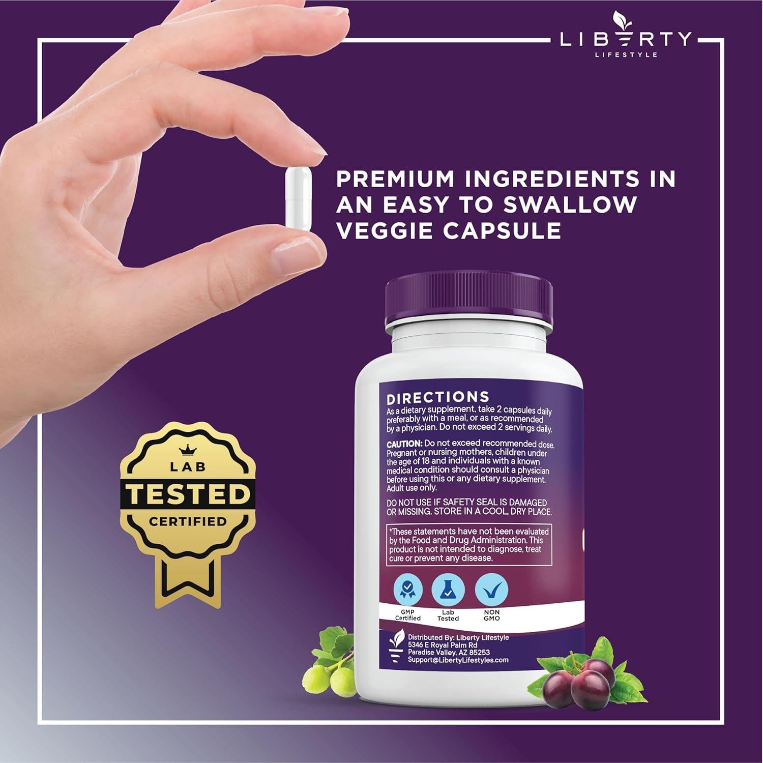 Suplemento de Resveratrol y Berberina Liberty 60 Cápsulas