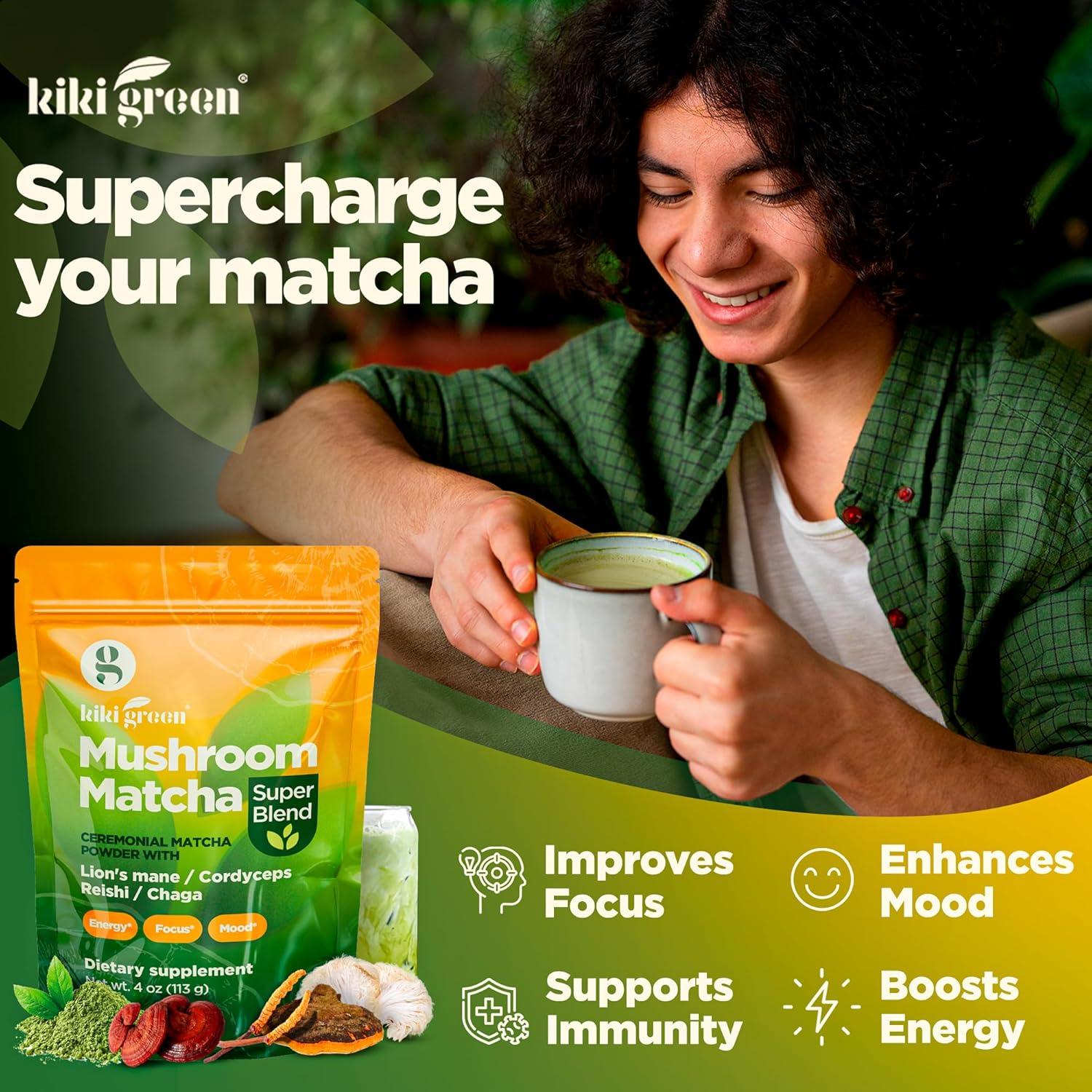 KIKI Polvo de Matcha de Hongo Verde 113.4 g - Energía y Enfoque