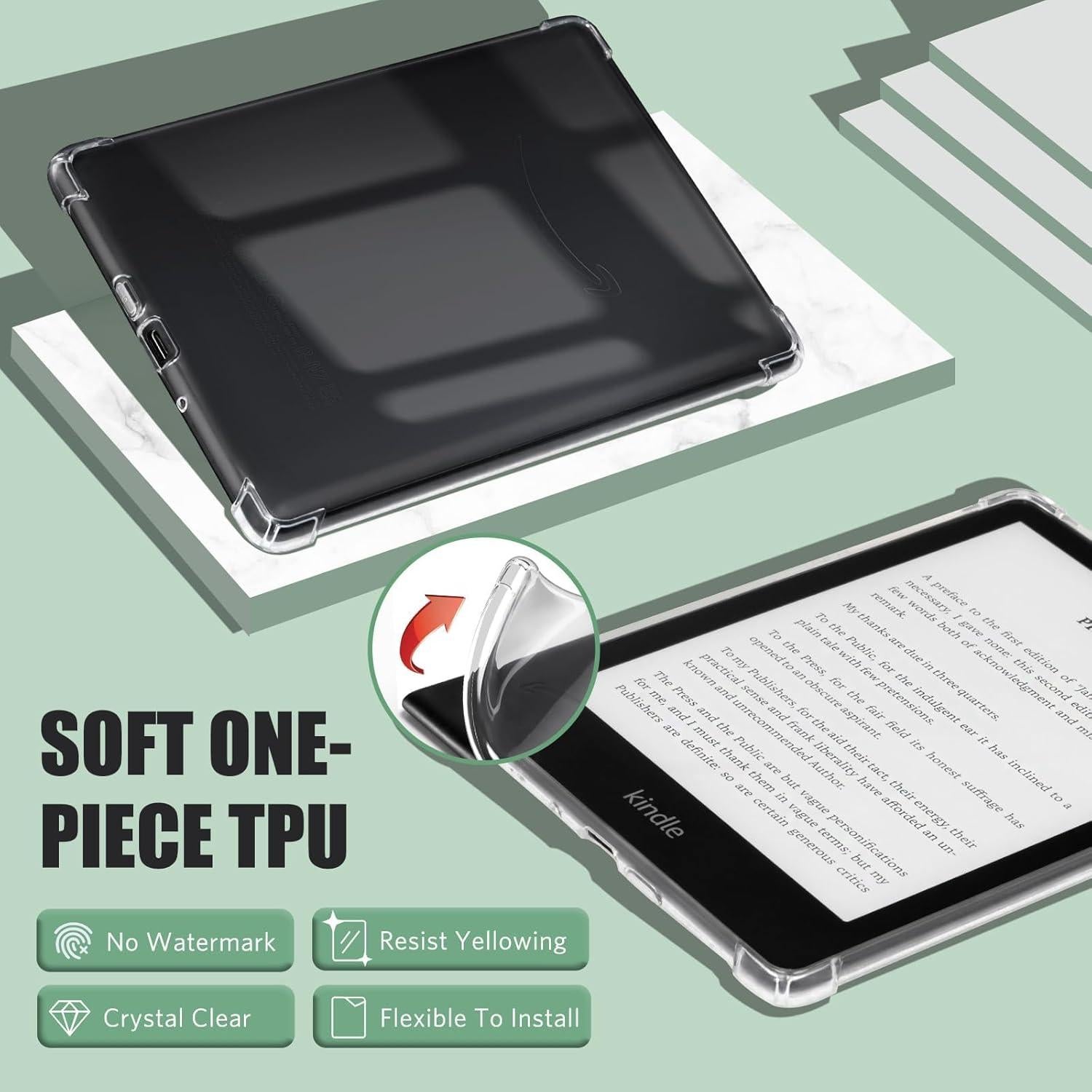 Funda Transparente iDLEHANDS para Kindle Paperwhite 12ª Gen 2024