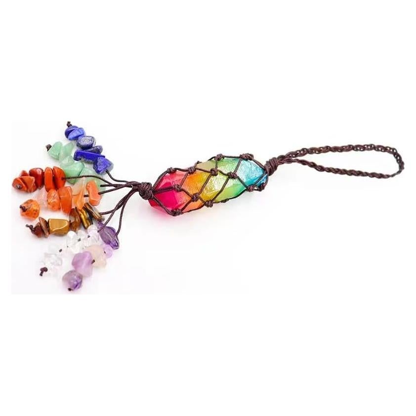 Colgante de Coche Bohemio Chyuuie 7 Chakras Cristal 19cm