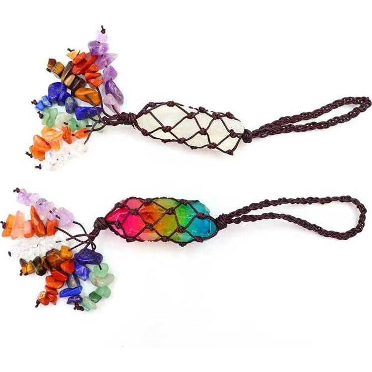 Colgante de Coche Bohemio Chyuuie 7 Chakras Cristal 19cm