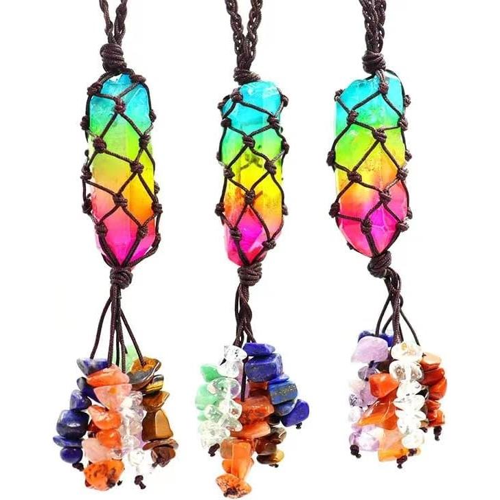 Colgante de Coche Bohemio Chyuuie 7 Chakras Cristal 19cm
