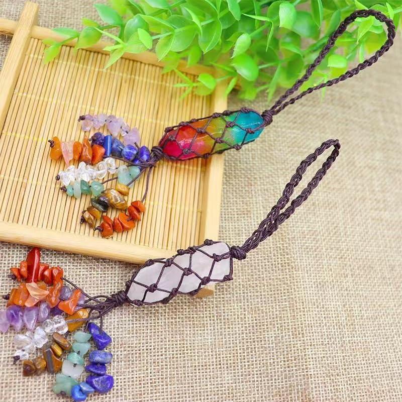 Colgante de Coche Bohemio Chyuuie 7 Chakras Cristal 19cm