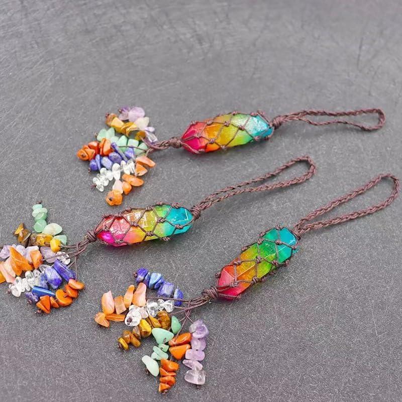 Colgante de Coche Bohemio Chyuuie 7 Chakras Cristal 19cm