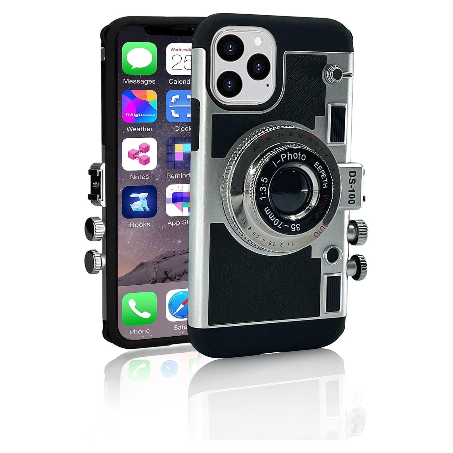 Funda de Teléfono Mscomft para iPhone 11/12 Pro Max - Diseño Cámara Vintage 3D