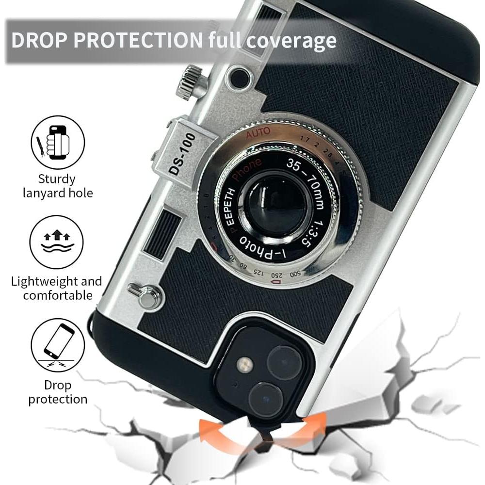 Funda de Teléfono Mscomft para iPhone 11/12 Pro Max - Diseño Cámara Vintage 3D