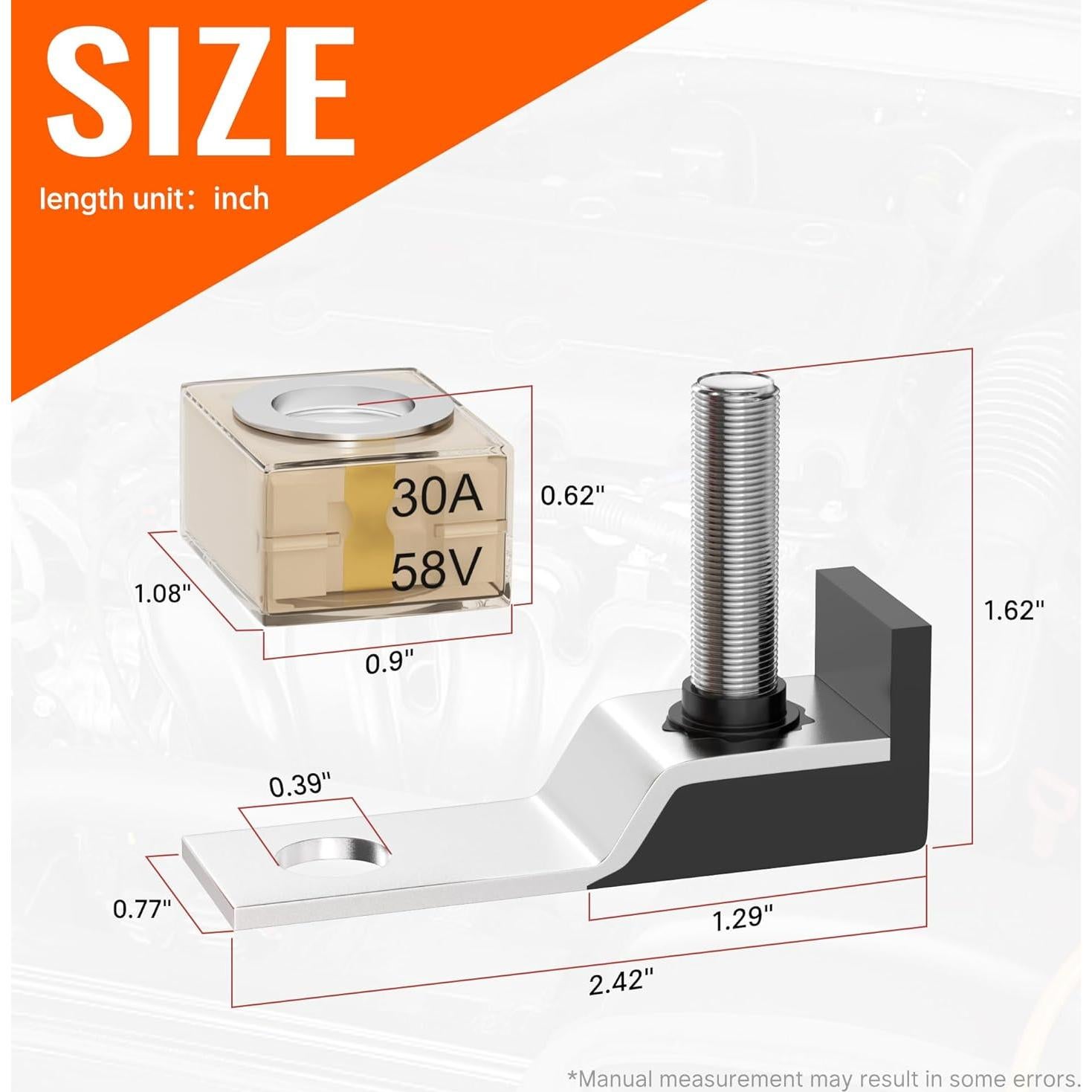 Kit de Fusibles de Terminal de Batería Joinfworld 30A 58V